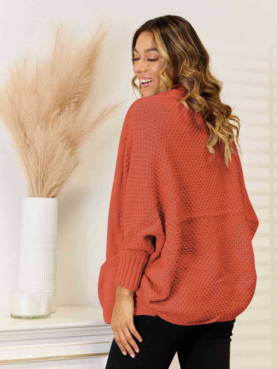 Open Front Cardigan with Pockets - Trendsi - Flyclothing LLC