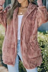 Teddy Hooded Jacket with Pockets - Trendsi - Flyclothing LLC