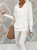 Half Zip Long Sleeve Knit Top - Trendsi - Flyclothing LLC