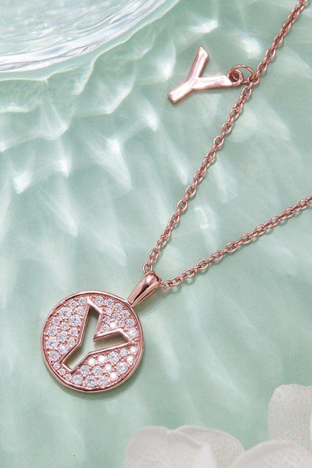 Moissanite U to Z Pendant Necklace - Trendsi - Flyclothing LLC