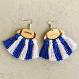 Fringe Detail Football Shape Wooden Dangle Earrings - Trendsi - Flyclothing LLC