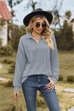 Collared Neck Cable-Knit Long Sleeve Blouse - Trendsi - Flyclothing LLC