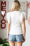 Polka Dot Flutter Sleeve Top - Trendsi