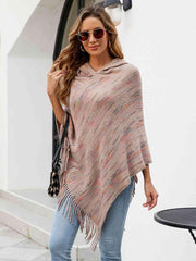 Fringe Hem Hooded Poncho - Trendsi