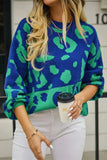 Leopard Round Neck Dropped Shoulder Sweater - Trendsi - Flyclothing LLC