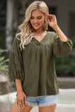 Dropped Shoulder V-Neck Blouse - Trendsi - Flyclothing LLC
