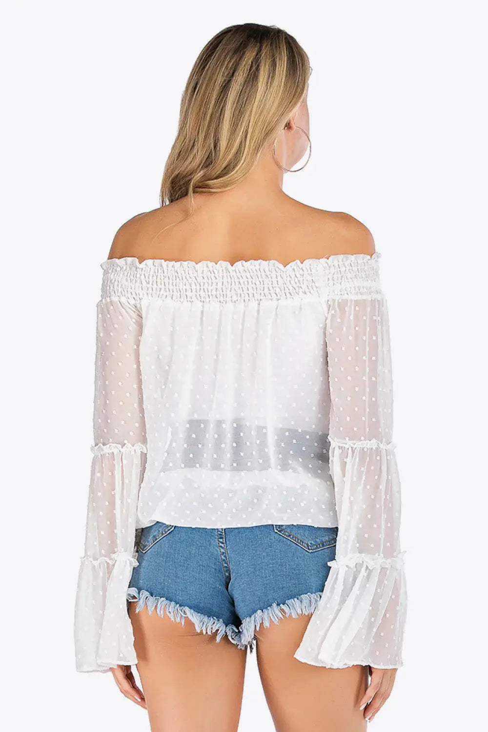 Swiss Dot Off-Shoulder Blouse - Trendsi - Flyclothing LLC