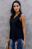Eyelash Lace V-Neck Tank Top - Trendsi - Flyclothing LLC
