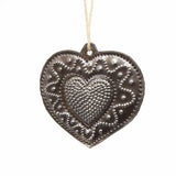 Metal Heart Haitian Metal Drum Christmas Ornaments Newlyweds - Set of 2 - Haitian Artisans