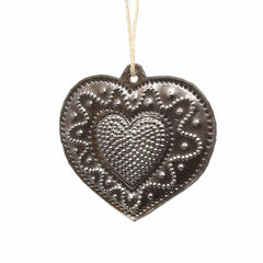 Metal Heart Haitian Metal Drum Christmas Ornaments Newlyweds - Set of 2 - Haitian Artisans