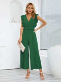 Ruffled Surplice Cap Sleeve Jumpsuit - Trendsi - Flyclothing LLC