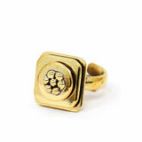 Floral Abstract Adjustable Brass Ring - Asha Handicrafts