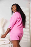 Double Take Textured Shirt and Elastic Waist Shorts Set - Trendsi - Flyclothing LLC