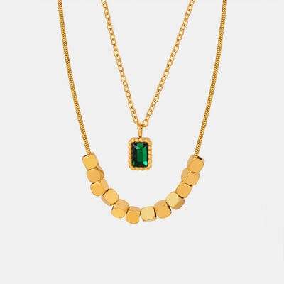 18K Gold-Plated Double-Layered Necklace - Trendsi - Flyclothing LLC