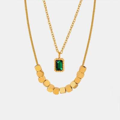 18K Gold-Plated Double-Layered Necklace - Trendsi - Flyclothing LLC