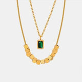 18K Gold-Plated Double-Layered Necklace - Trendsi - Flyclothing LLC