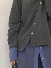 Dropped Shoulder Buttoned Cardigan - Trendsi
