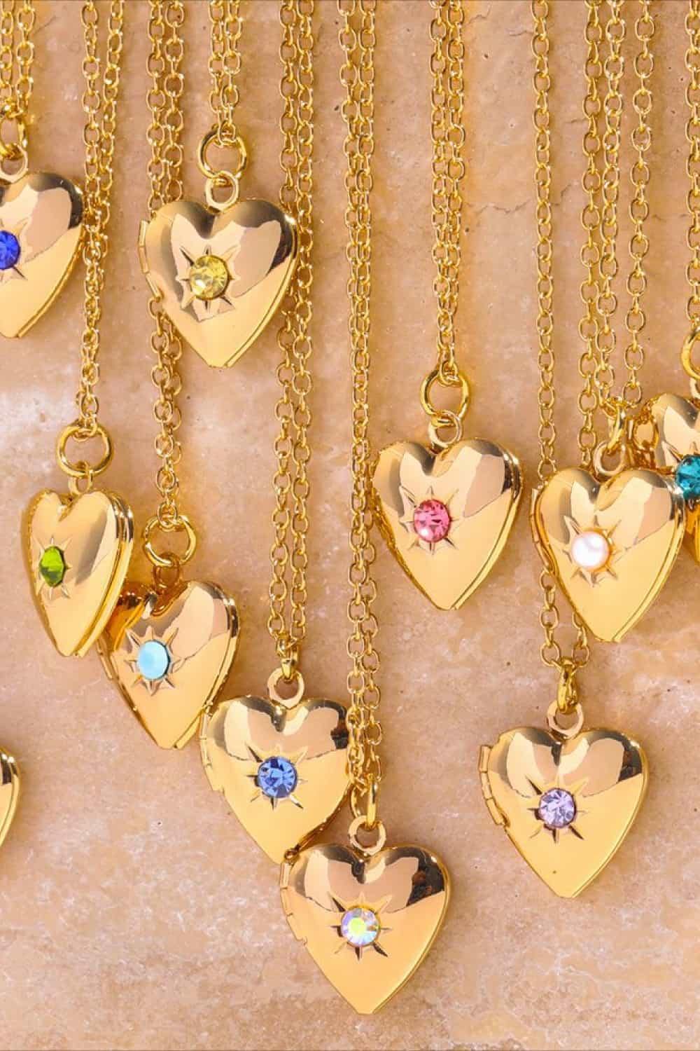 Zircon Heart Shape 14K Gold-Plated Pendant Necklace - Flyclothing LLC