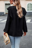 Ruffle Trim Balloon Sleeve Blouse - Trendsi - Flyclothing LLC