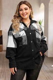 Plus Size Plaid Snap Down Jacket with Pockets - Trendsi - Flyclothing LLC