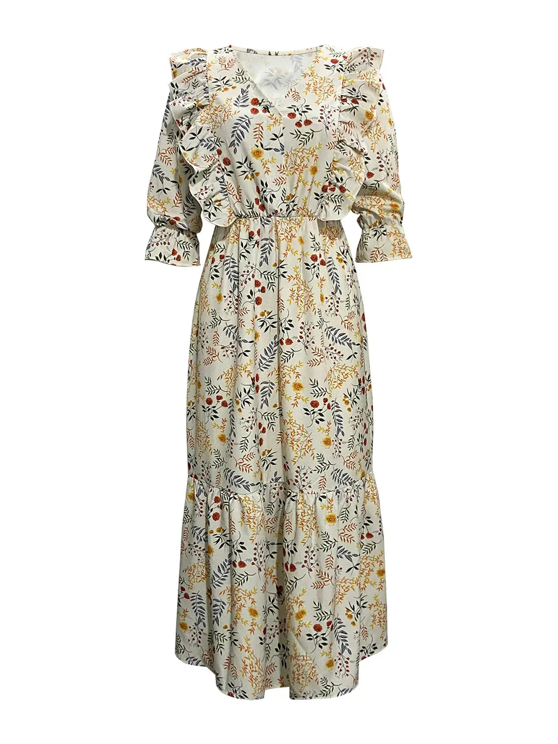 Floral Cutout Flounce Sleeve Dress - Trendsi - Flyclothing LLC