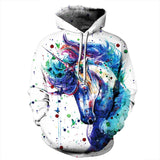 Full Size Unicorn Print Drawstring Hoodie with Pockets - Trendsi