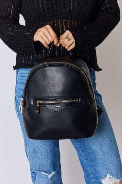 David Jones PU Leather Backpack - Trendsi - Flyclothing LLC
