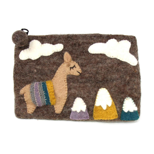 Hand Crafted Felt: Llama Pouch - Global Groove Direct