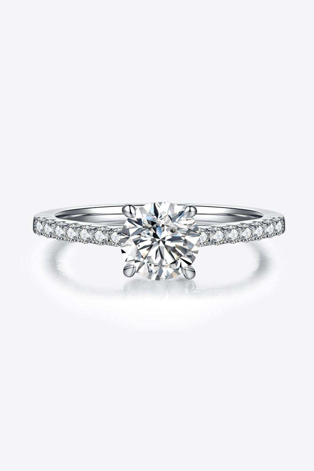 1 Carat Moissanite 925 Sterling Silver Side Stone Ring - Trendsi - Flyclothing LLC