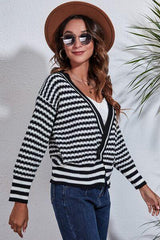 Striped V-Neck Knit Top - Flyclothing LLC