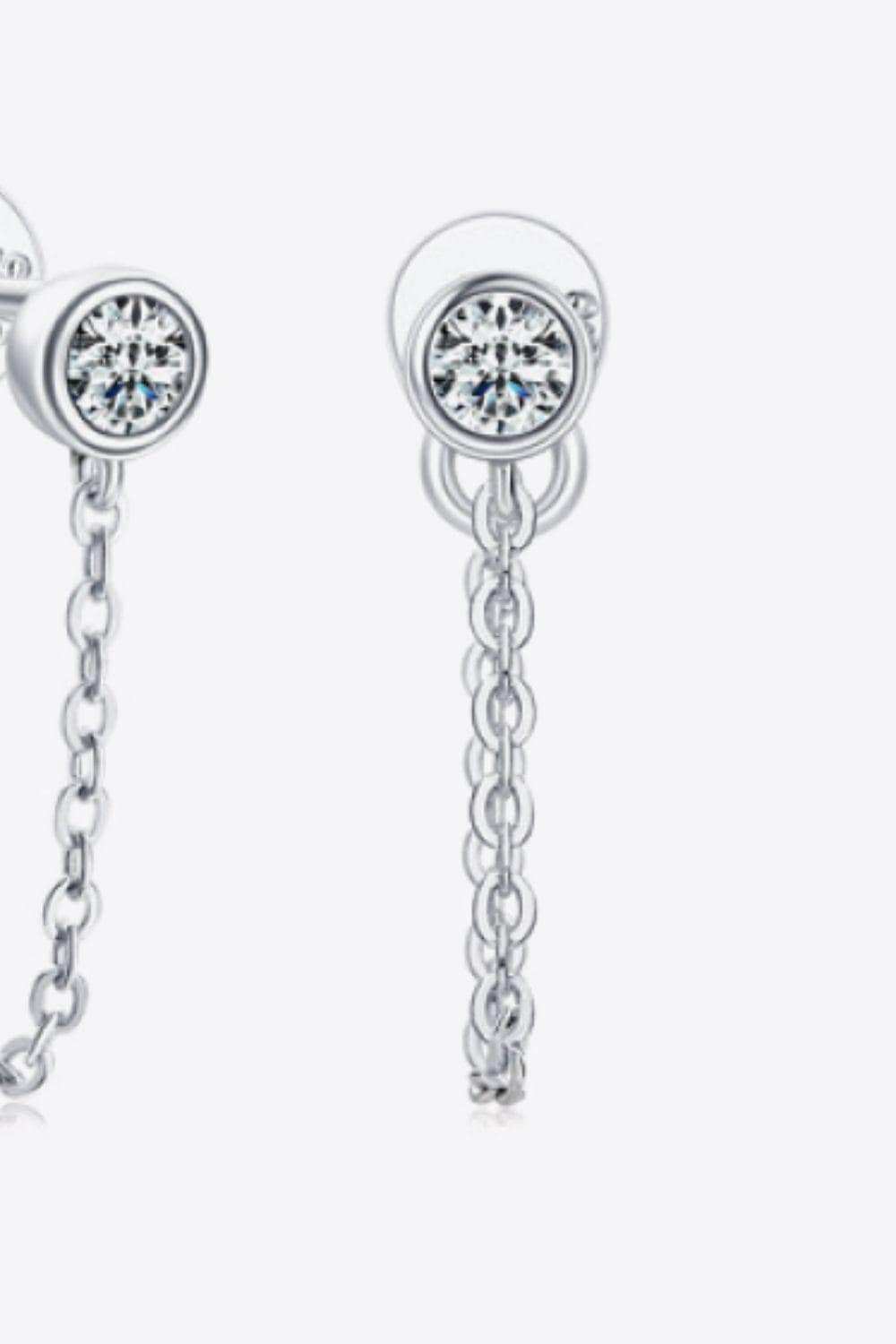 Inlaid Moissanite Chain Earrings - Trendsi - Flyclothing LLC