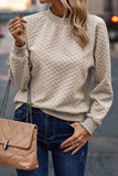 Texture Round Neck Long Sleeve Sweatshirt - Trendsi - Flyclothing LLC