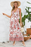 Printed V-Neck Wide Strap Dress - Trendsi