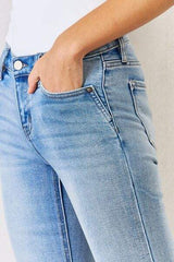 Kancan Full Size Mid Rise Y2K Slit Bootcut Jeans - Trendsi - Flyclothing LLC