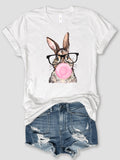 Rabbit Round Neck Short Sleeve T-Shirt - Trendsi