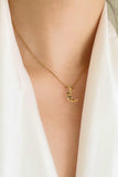 18K Gold Plated Inlaid Zircon Moon Pendant Necklace - Trendsi
