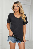 Short Sleeve V-Neck Tee Shirt - Trendsi - Flyclothing LLC