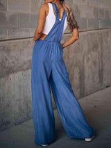 Wide Leg Denim Overalls - Trendsi - Flyclothing LLC