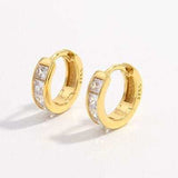 925 Sterling Silver Inlaid Zircon Huggie Earrings - Trendsi - Flyclothing LLC