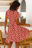 Floral Surplice Neck Flutter Sleeve Dress - Trendsi - Flyclothing LLC