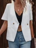 Two-Button Short Sleeve Pocket Blazer - Flyclothing LLC