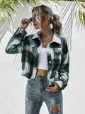 Plaid Dropped Shoulder Shirt Jacket - Trendsi