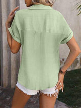 Button Up Short Sleeve Shirt - Trendsi - Flyclothing LLC