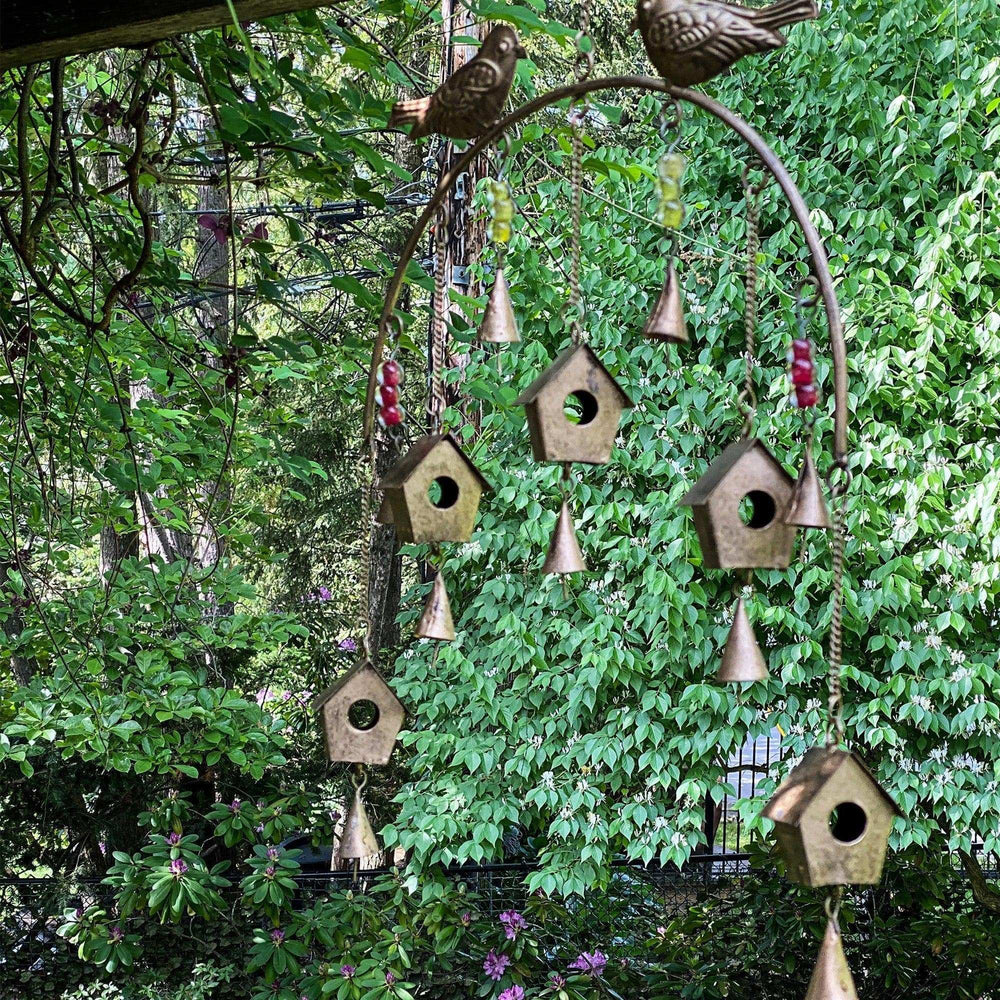 Handcrafted Bird Chime, Recycled Iron and Glass Beads - Asha Handicrafts - Flyclothing LLC