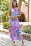 Printed Round Neck Slit Sleeveless Dress - Trendsi - Flyclothing LLC