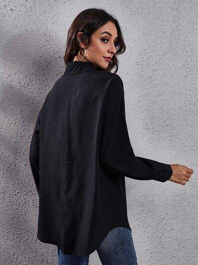 Contrast Button Up Long Sleeve Shirt - Trendsi - Flyclothing LLC