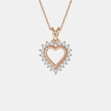 Moissanite 925 Sterling Silver Heart Pendant Necklace - Trendsi - Flyclothing LLC