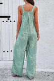 Printed Wide Strap Jumpsuit with Pockets - Trendsi - Flyclothing LLC