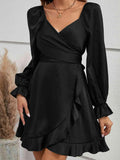 Flounce Sleeve Ruffled Mini Dress - Trendsi