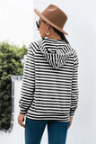 Horizontal Stripe Raglan Sleeve Hoodie - Trendsi